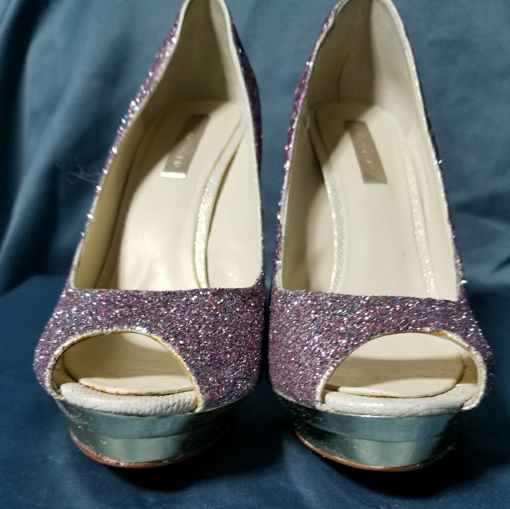 Bcbg gold heel glitter  stiletto heels.. sz 10